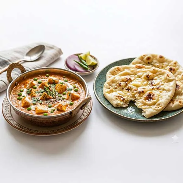 Paneer & Green Pea Makhani with Butter Toasted Naan